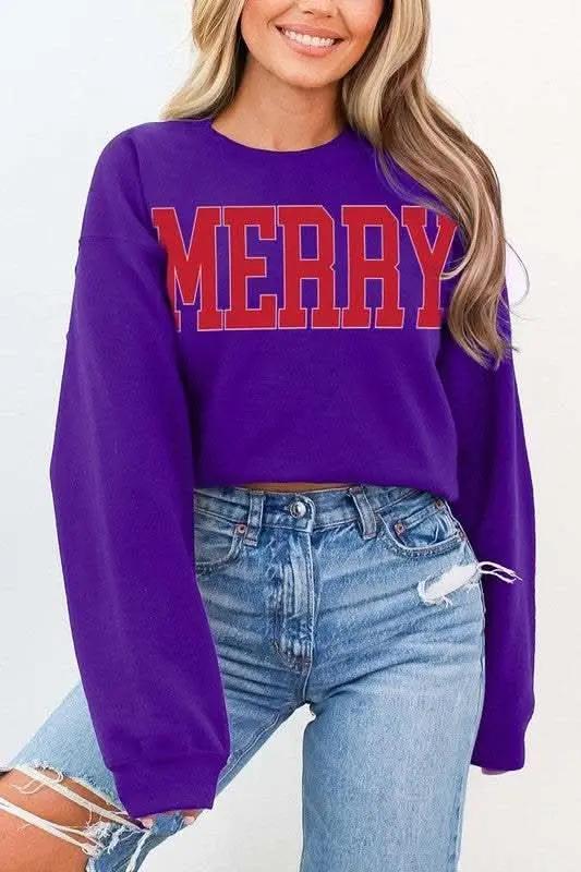 Merry Graphic Fleece Sweatshirts - Love Salve